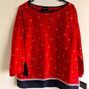 Liz Claiborne Red and White Blouse